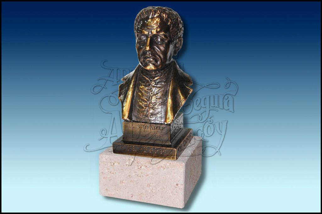 FIGURA LUIS BRAILLE ACABADO BRONCE