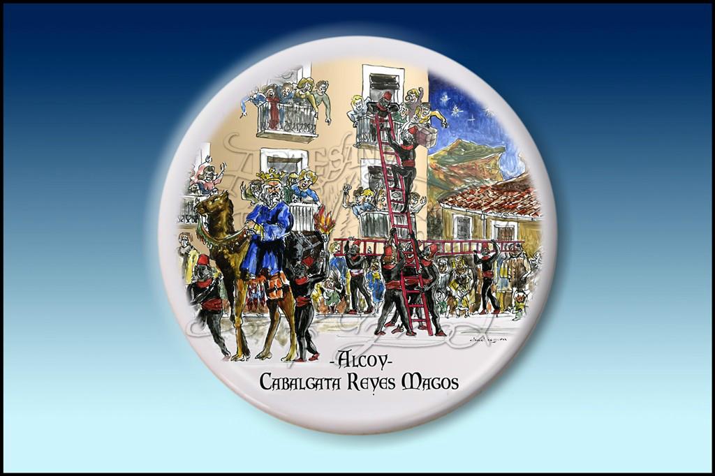 IMAN NEVERA DE LA CABALGATA DE ALCOY EN PORCELANA