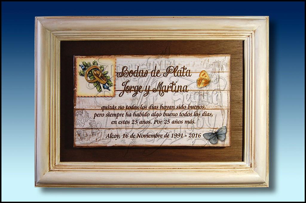 PLACA CONMEMORATIVA ESTILO VINTAGE, BODAS DE PLATA Y ORO