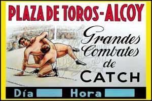Tarjeta postal catch plaza de toros 1947